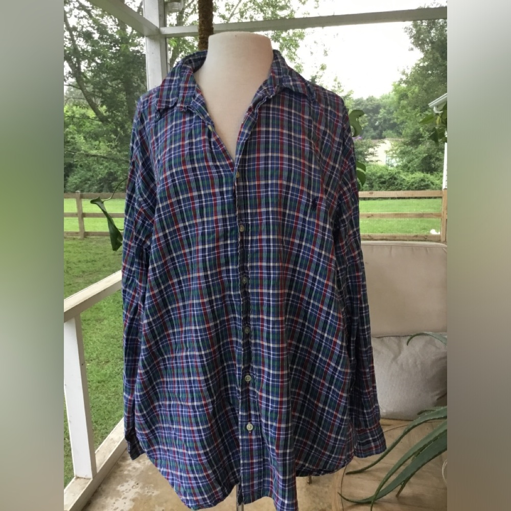 Ralph Lauren Blue and Red Casual Button Down Shirt